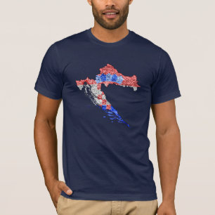 T-shirt Chemise avec carte de la Croatie aux couleurs du d