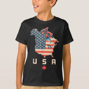 T-shirt Chemise avec le Canada et les États-Unis Carte - A