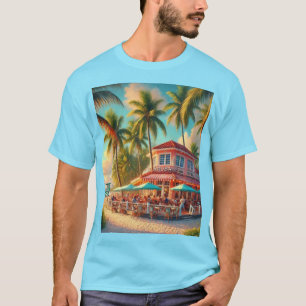 T-shirt Chemise Beach Cafe Aruba Tropical Bleu