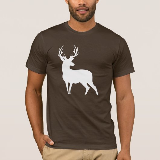T-shirt Chemise blanche de silhouette de cerfs communs (Devant)