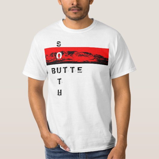T-shirt Chemise blanche rouge du sud de la butte "O" (Devant)
