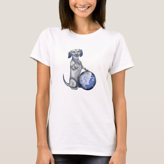 T-shirt Chemise bleue de teckel de saule (Devant)