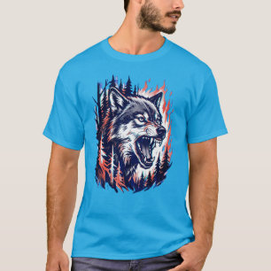 T-shirt Chemise Born Wild Wolf – Graphique d'animal de for