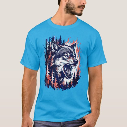 T-shirt Chemise Born Wild Wolf – Graphique d'animal de for (Devant)
