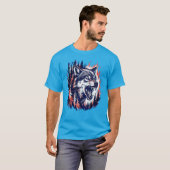 T-shirt Chemise Born Wild Wolf – Graphique d'animal de for (Devant entier)