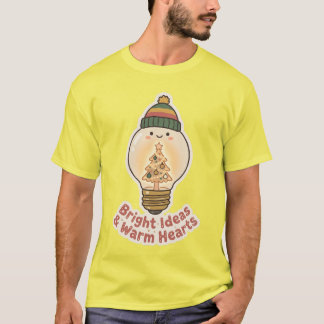 T-shirt Chemise Bright Ideas Warm Hearts Noël Ampoule Lumi