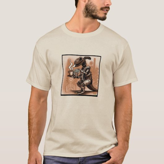 T-shirt Chemise café Steampunk Dino Boire (Devant)