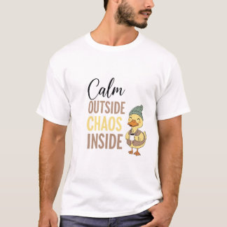 T-shirt Chemise Calme à l'Extérieur Chaos à l'Intérieur |