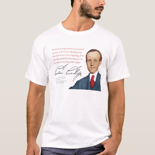 T-shirt Chemise Calvin Coolidge #24 "Réduction des impôts" (Devant)