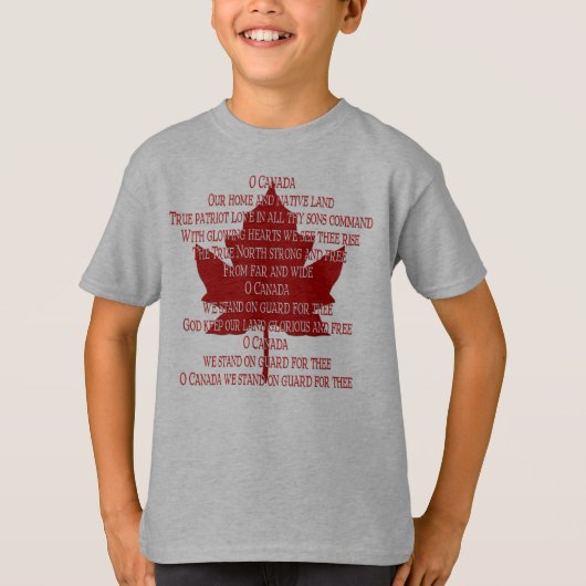 T-shirt Chemise Canada de l'hymne du Canada pour enfants J (Devant)