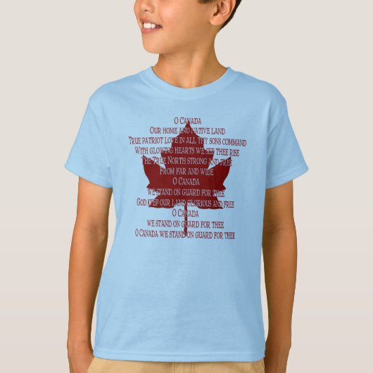 T-shirt Chemise Canada de l'hymne du Canada pour enfants J (Devant)