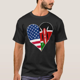 T-shirt Chemise cardiaque Kenya USA Drapeau américain Keny