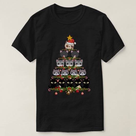 T-shirt Chemise Chat De Noël Pour Hommes, Arbre De Noël Ch (Design devant)