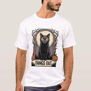 T-shirt Chemise Chat Noir Halloween Dessin Crocs Vintage_1