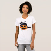 T-shirt Chemise Citrouille de chat noir rétro - Halloween  (Devant entier)