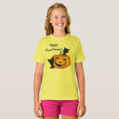 T-shirt Chemise Citrouille Halloween Cute Kitten (Devant entier)