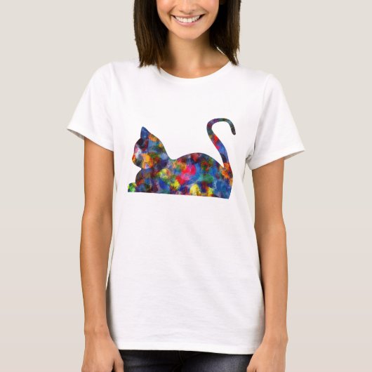 T-shirt Chemise colorée multi de chat (Devant)