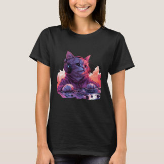 T-shirt Chemise Cool DJ Cat, Chemise de chat drôle