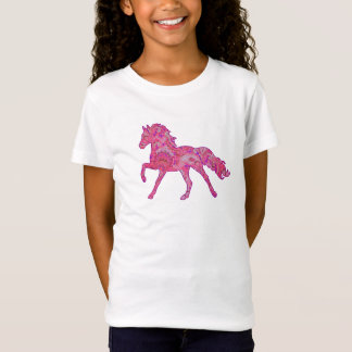 T-Shirt Chemise courante rose et pourpre de cheval de
