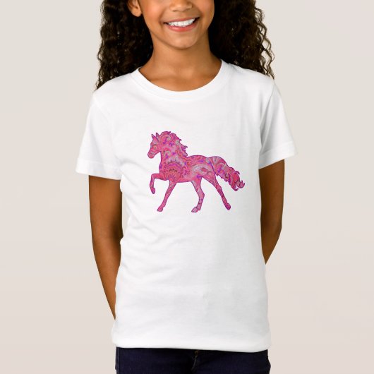T-Shirt Chemise courante rose et pourpre de cheval de (Devant)