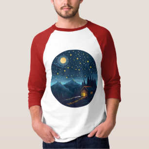 T-shirt Chemise Cozy Night Cabin Under Starry Sky