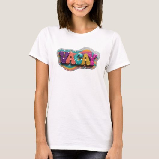 T-shirt Chemise Crisp Teal VACAY Statement (Devant)