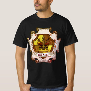 T-shirt Chemise Crown Family Crest Nom de famille