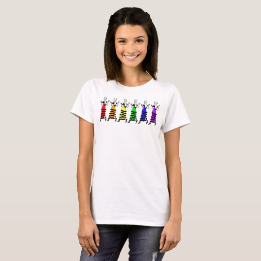 T-shirt Chemise d'ailerons d'arc-en-ciel d'hexagone (Devant entier)