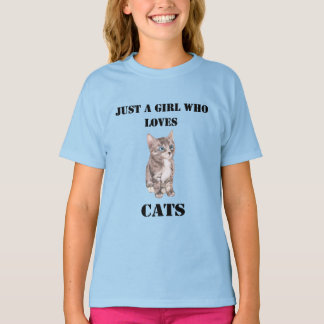 T-shirt Chemise d'amoureux de les chats juste une fille