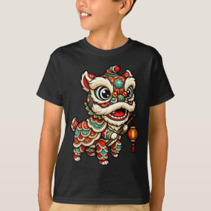 T-shirt Chemise d'année Lion Danse Chinois Cheval de Feu