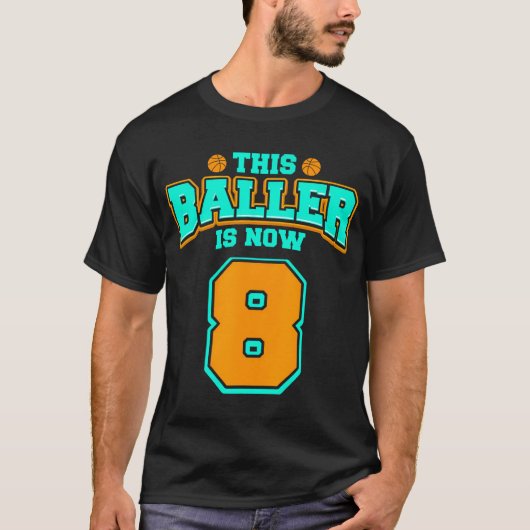 T-shirt Chemise D'Anniversaire 8E Pour Garçons Basketball (Devant)