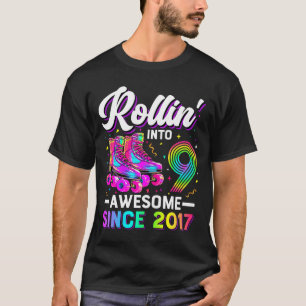 T-shirt Chemise d'anniversaire 9 ans Fille Neuf 9 Ans Roll