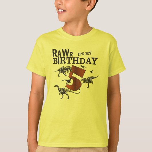 T-shirt Chemise d'anniversaire de dinosaure de Rawr (Devant)