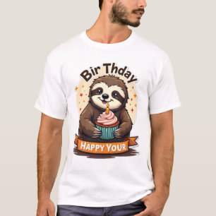T-shirt Chemise d'anniversaire de paresseux Graphique anim