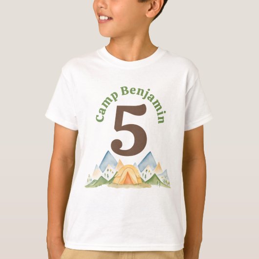 T-shirt Chemise d'anniversaire du camping (Devant)