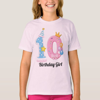 T-shirt Chemise d'anniversaire pour filles numéro 10 thème