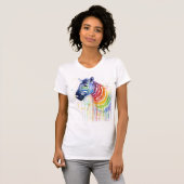 T-shirt Chemise d'aquarelle d'arc-en-ciel de zèbre (Devant entier)