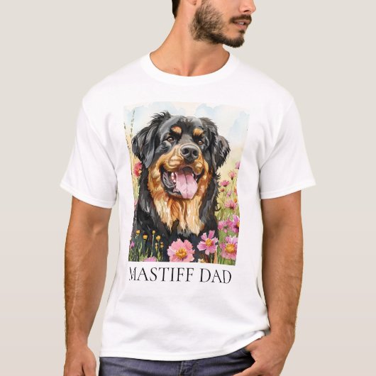 T-shirt Chemise d'aquarelle Tibétaine Mastiff Papa (Devant)