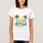 T-shirt Chemise d'aquarelle Tropical Escape Palm Beach (Devant)