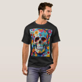 T-shirt Chemise d'art colorée à crâne de sucre (Devant entier)