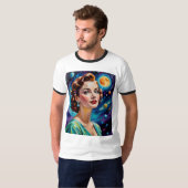 T-shirt Chemise d'art Galaxy Retro Space Goddess (Devant entier)