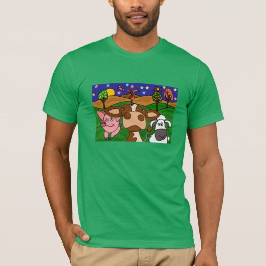 T-shirt Chemise d'art populaire d'animaux de ferme (Devant)
