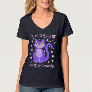 T-shirt Chemise d'astrologie Virgo Zodiac Cat Kitty Stars