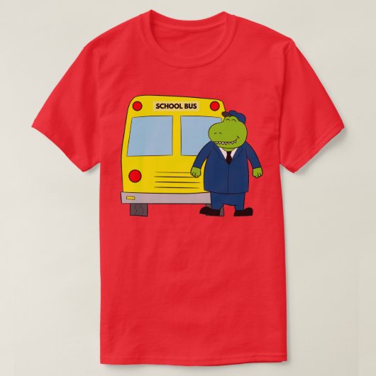 T-shirt Chemise d'autobus scolaire Dinosaur Conducteur d'a (Design devant)
