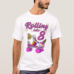 T-shirt Chemise de 8e anniversaire licorne patineuse à rou