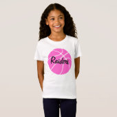 T-Shirt Chemise de basket rose personnalisée pour enfants (Devant entier)