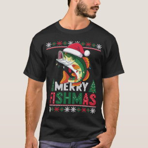 T-shirt Chemise de cadeau de Noël pour pêcheur Merry Fishm