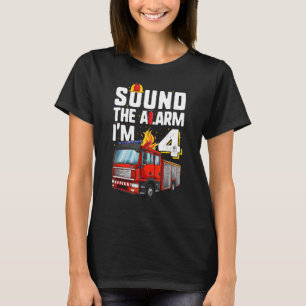 T-shirt Chemise de camion à feu 4 ans, incendie de bébé