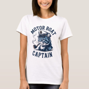 T-shirt Chemise de capitaine de bateau à moteur chat drôle