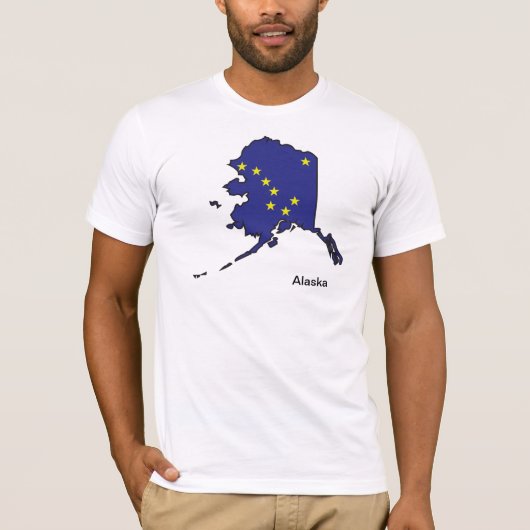 T-shirt Chemise de carte de drapeau de l'Alaska (Devant)